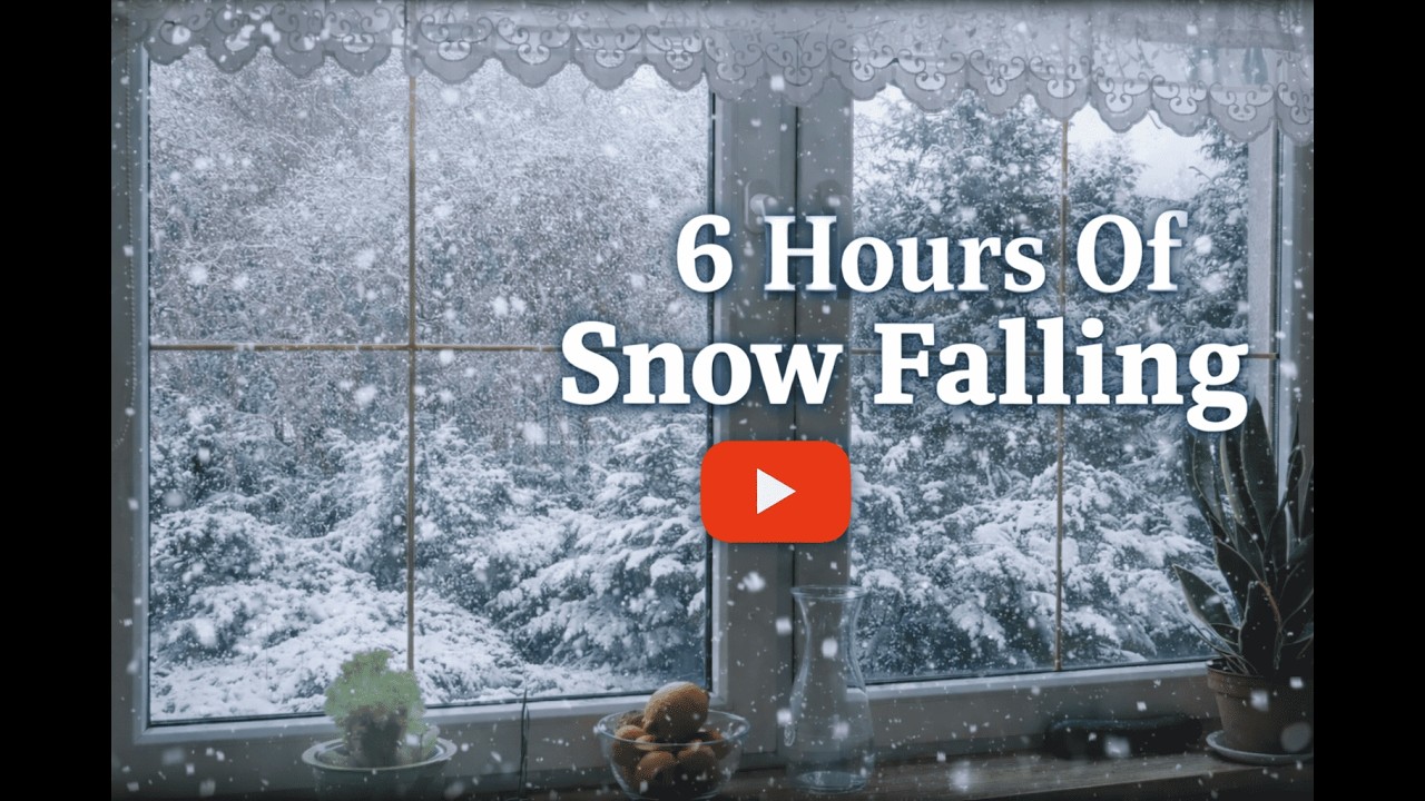 Soft Snow Falling Outside the Window ❄️ Fireplace ASMR | 6 Hours Winter Sleep Ambience
