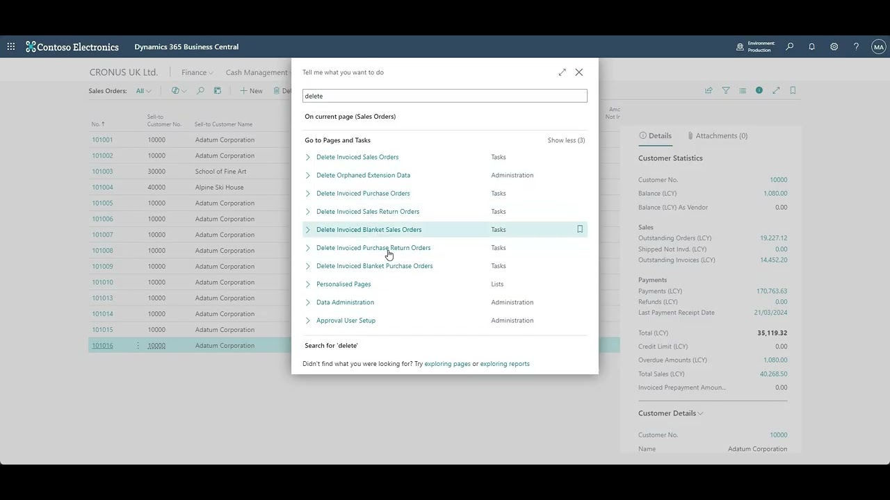 Delete Invoiced Documents in Business Central