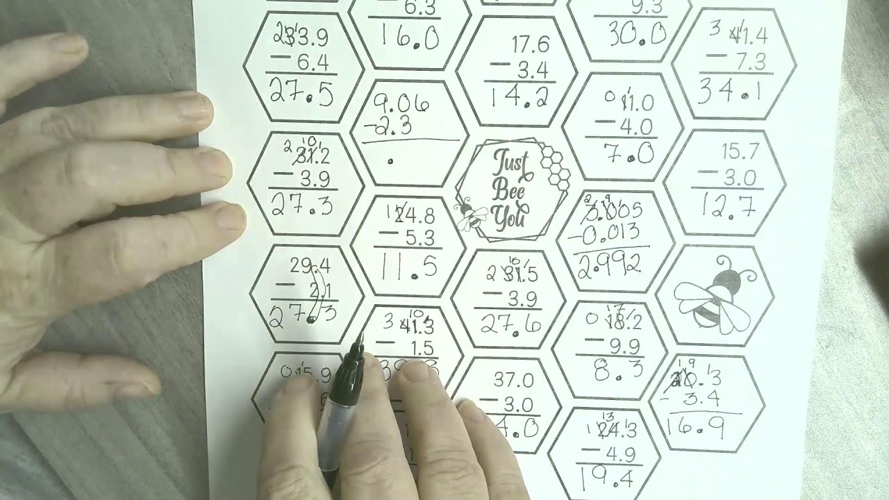 Busy Bees Decimal Worksheet!