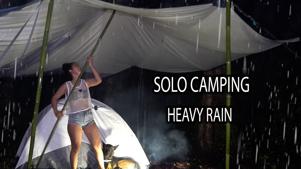 Camping in Heavy Rain In Deep Forest - 14 km Walking , Climbing - Overnight Alone