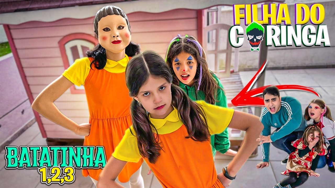VÁRIOS VÍDEOS DA FILHA DA BATATINHA FRITA 1,2,3 ROUND 6 VIDA REAL COM FILHO DOS VILÕES EM 24 HORAS