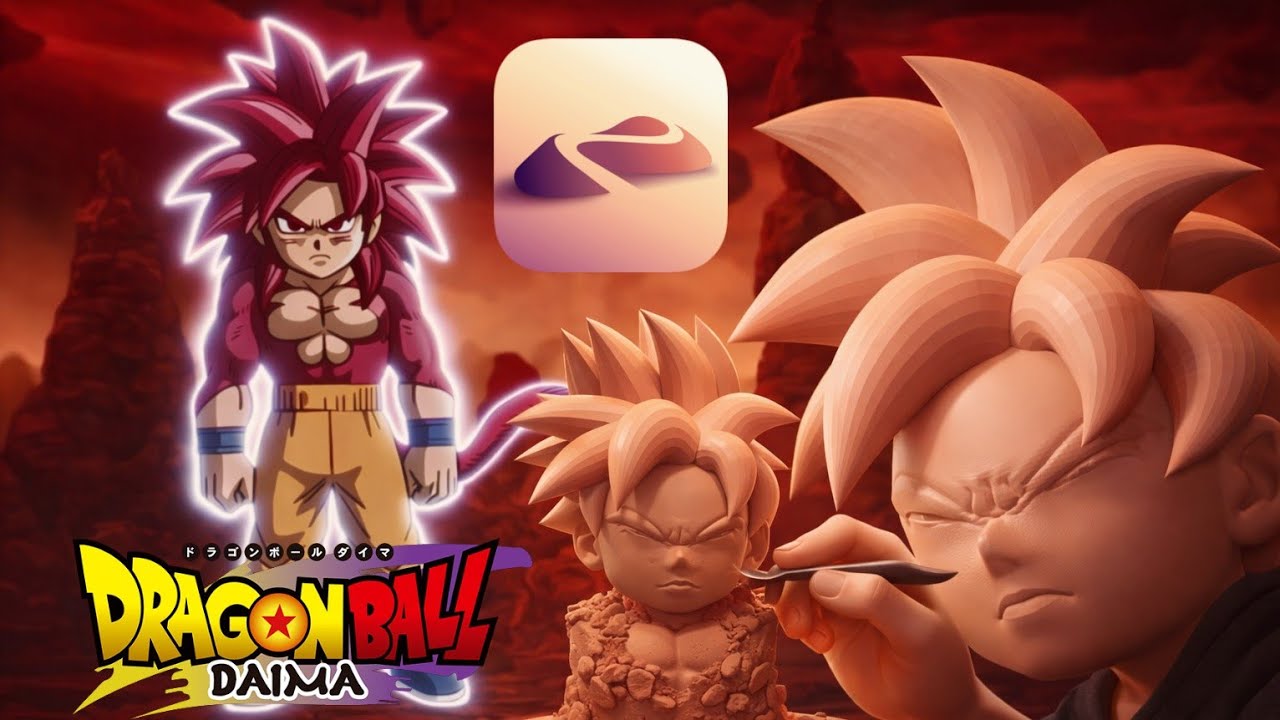 Esculpiendo a Goku SSJ4 Daima desde cero en vivo desde Nomad Sculpt Android 