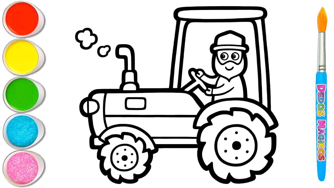Dibujemos y Pintemos una Imagen de un Tractor con un Granjero 🌾🚜🌽 Dibujos Fáciles #167