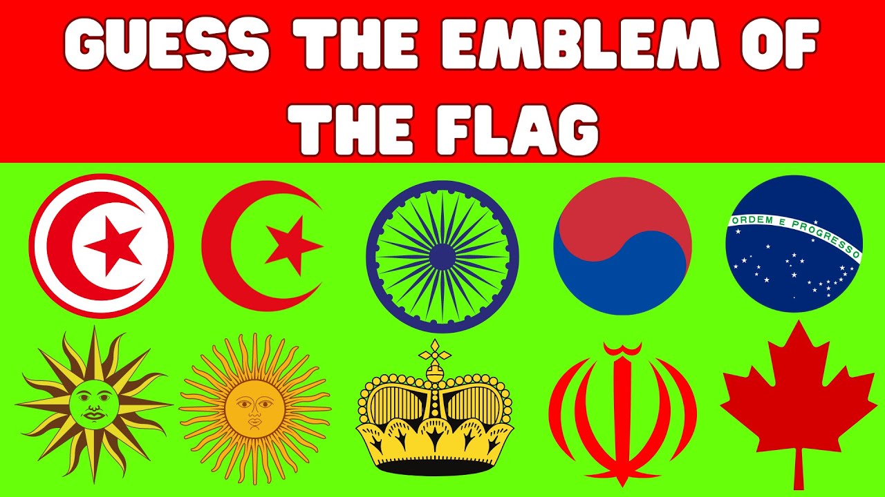 Guess The Emblem of The Flag , Flag Quiz. Easy, Medium, Hard and impossible level