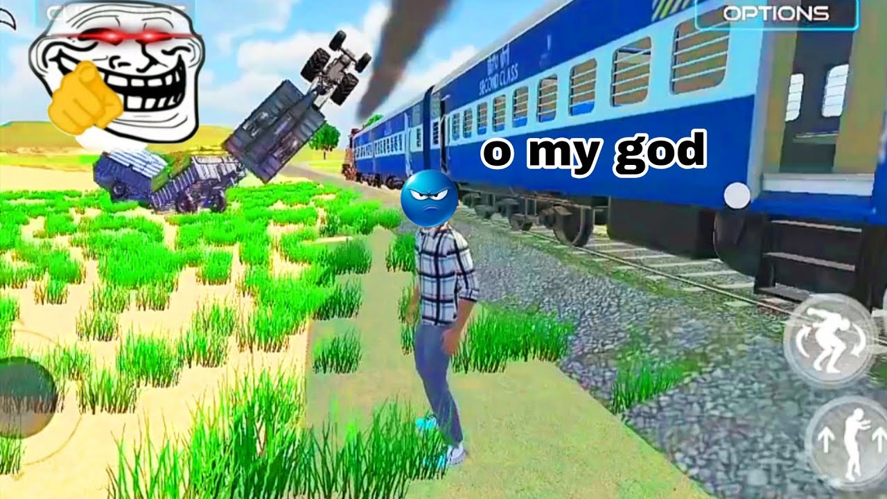 Train ne hamari Tractor ko utha diya 😱#gamingvideo #gaming #youtubegaming#tractor  #tractorgame 