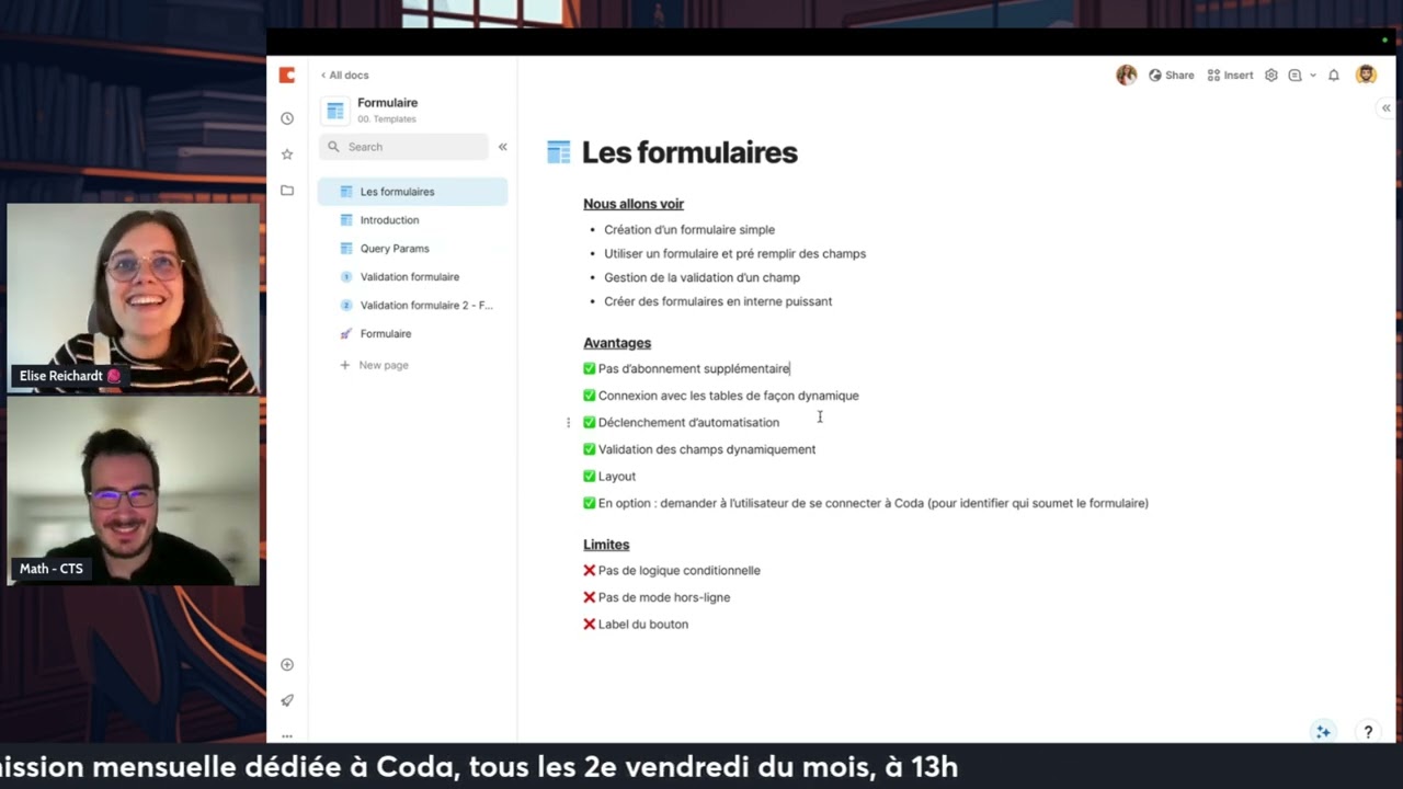 Cr&eacute;er des formulaires puissants sur Coda [REPLAY]