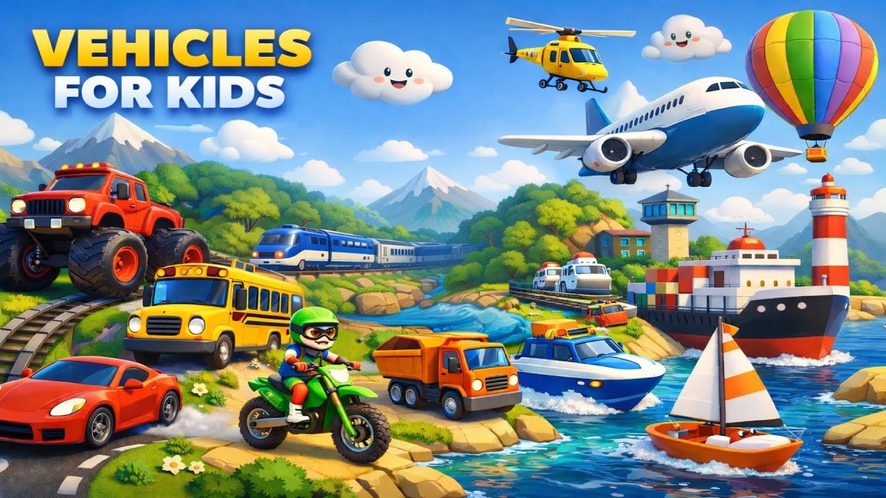 🚗 Amazing Vehicles for Kids | Cars, Trucks, Planes & More Fun Learning! 🚁🚤#KidsLearning #vehicles