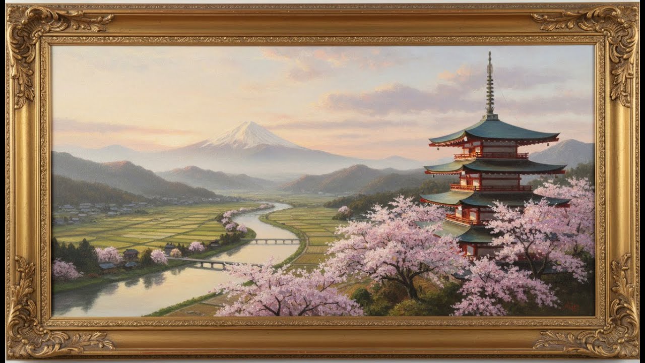 Japanese Frame TV Art #8 🌸 Japanese Temple & Mount Fuji| Zen Relaxing Art Screensaver