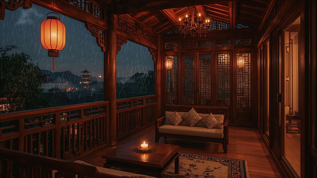Lofi Night Rain  🌧️  Relaxing Chinese Ambience for Sleep, Deep Sleep.