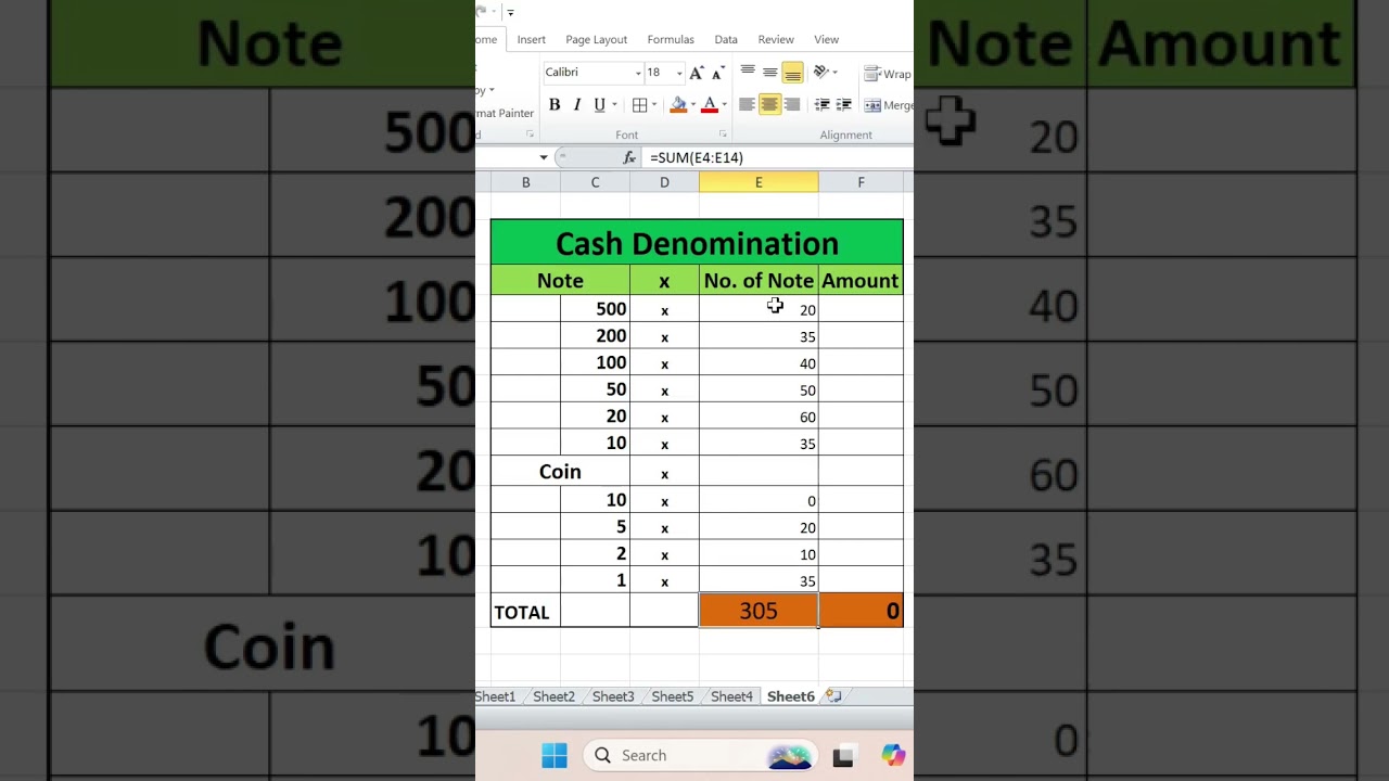Bank jesi Denomination sheet in Exce How to make cash counting in Ms Excel Cash denomination sheet