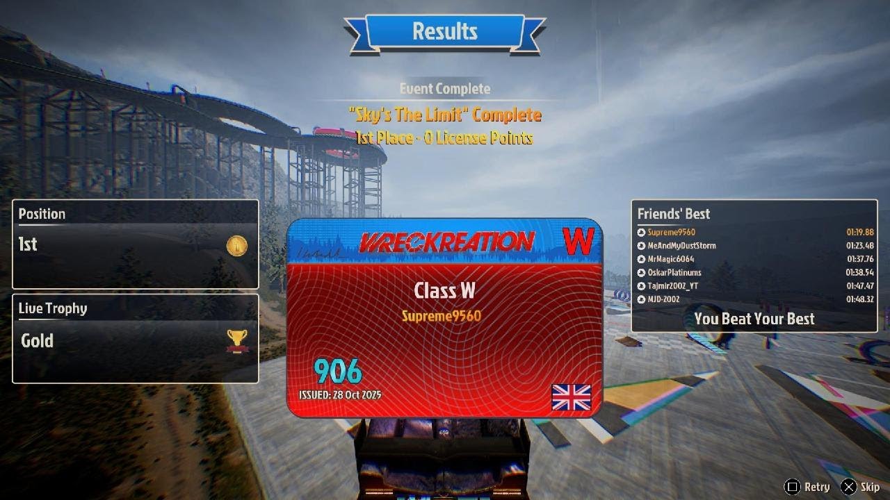 Wreckreation Skys The Limit 1:19.88 Speedrun