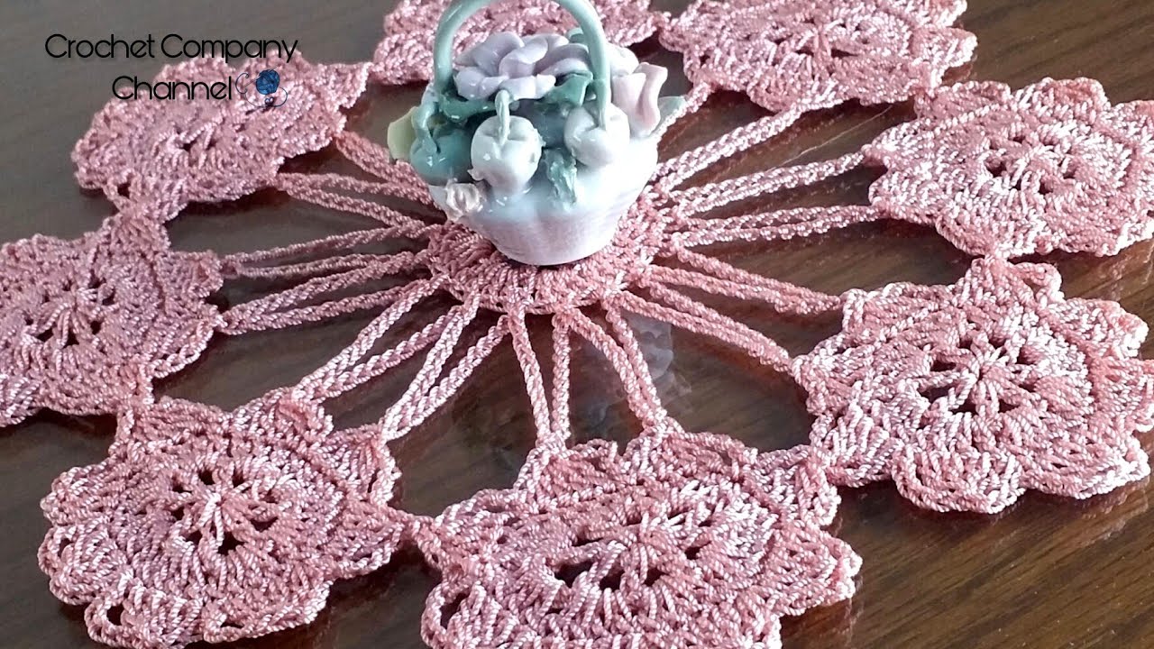 كروشيه مفرش وردات #صحبه_الكروشيه Crochet Doily