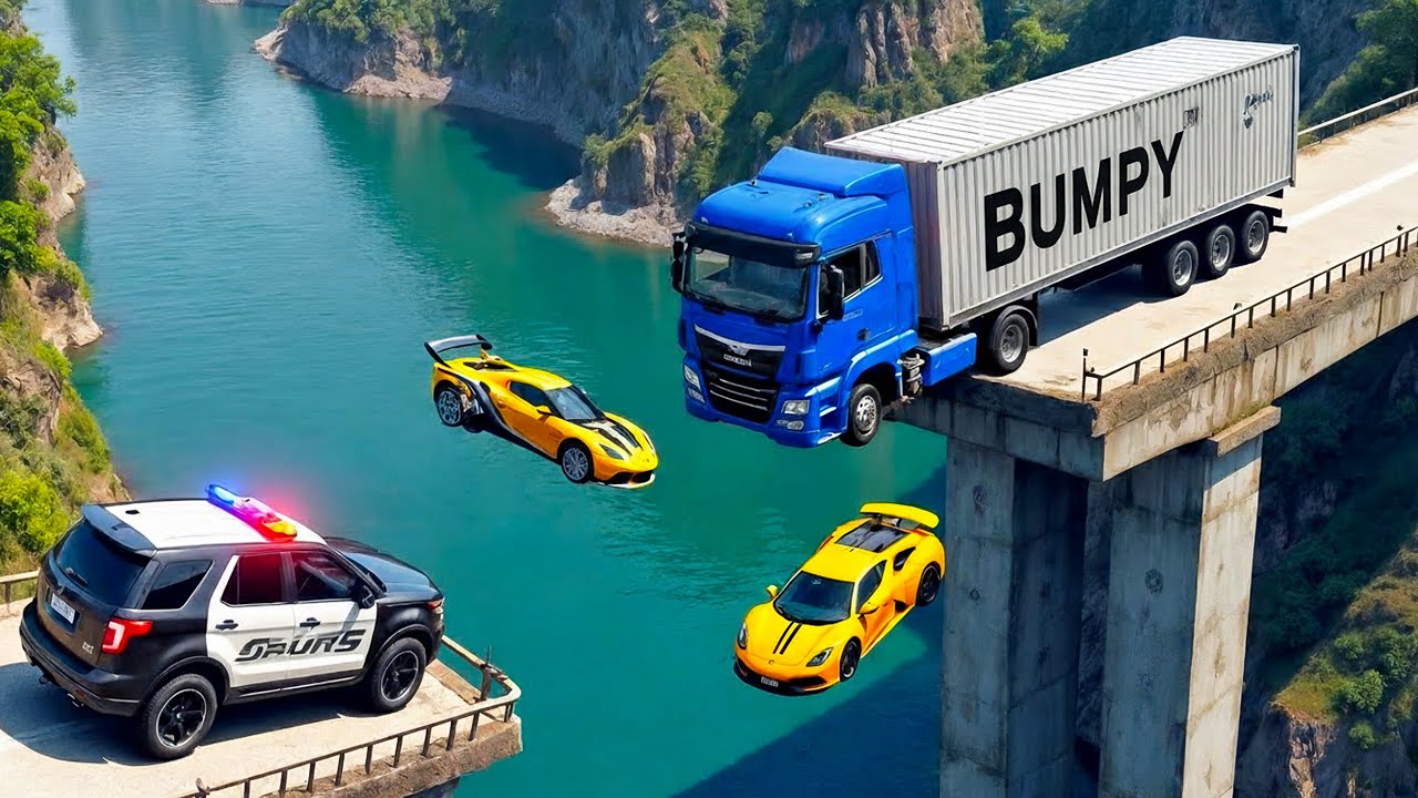 Cars vs COLLAPSE Broken Bridge #6 - BeamNG.drive Fails & Crashes 2025!