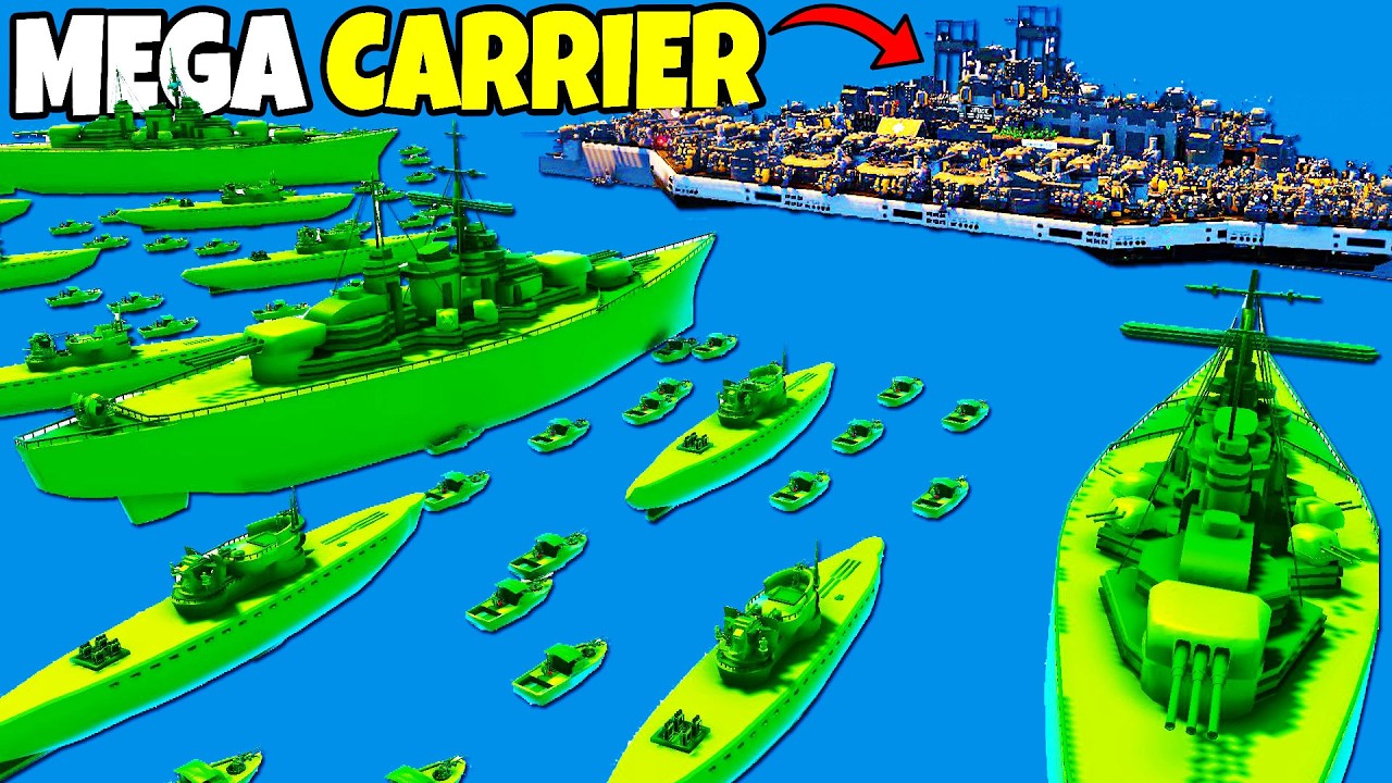 Army Men Ship Boarding Defense of MEGA-AIRCRAFT CARRIER! - Attack on Toys