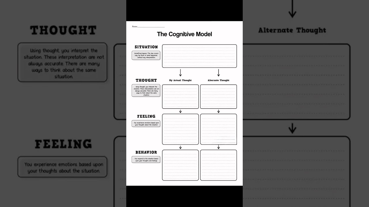 Free CBT worksheets in 60s. subscribe for more! #Shorts #CBT #behaviorsupport #braintap #health