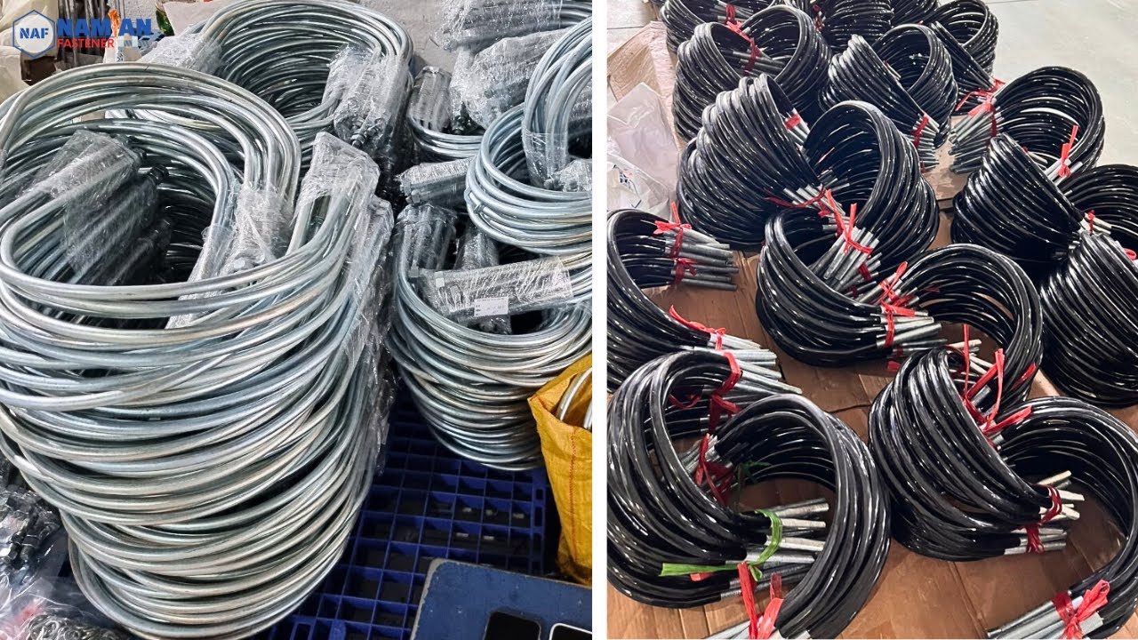 Cùm U Mạ Kẽm Nhúng Nóng và Bọc Nhựa - Chất Lượng Cao Từ Nam An | Bu Lông Chữ U, U Bolt Mạ Kẽm