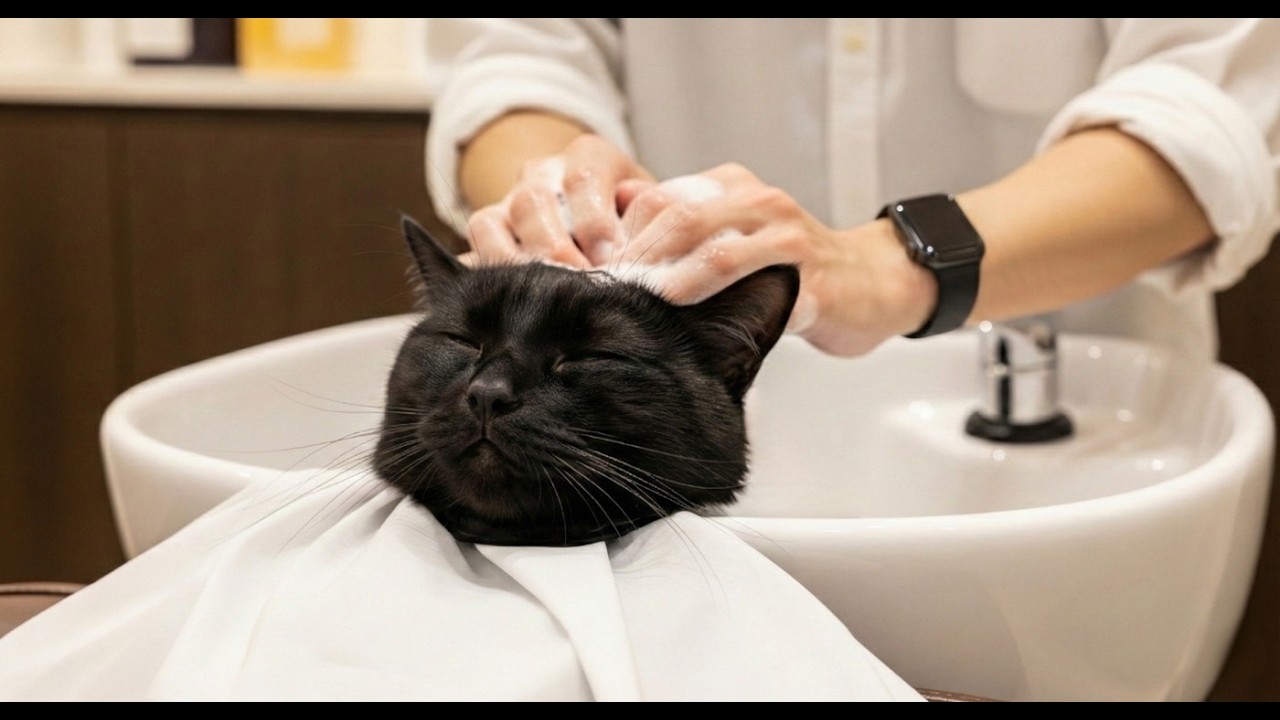 黒猫ララ、美容室でリスタート 🪞✨