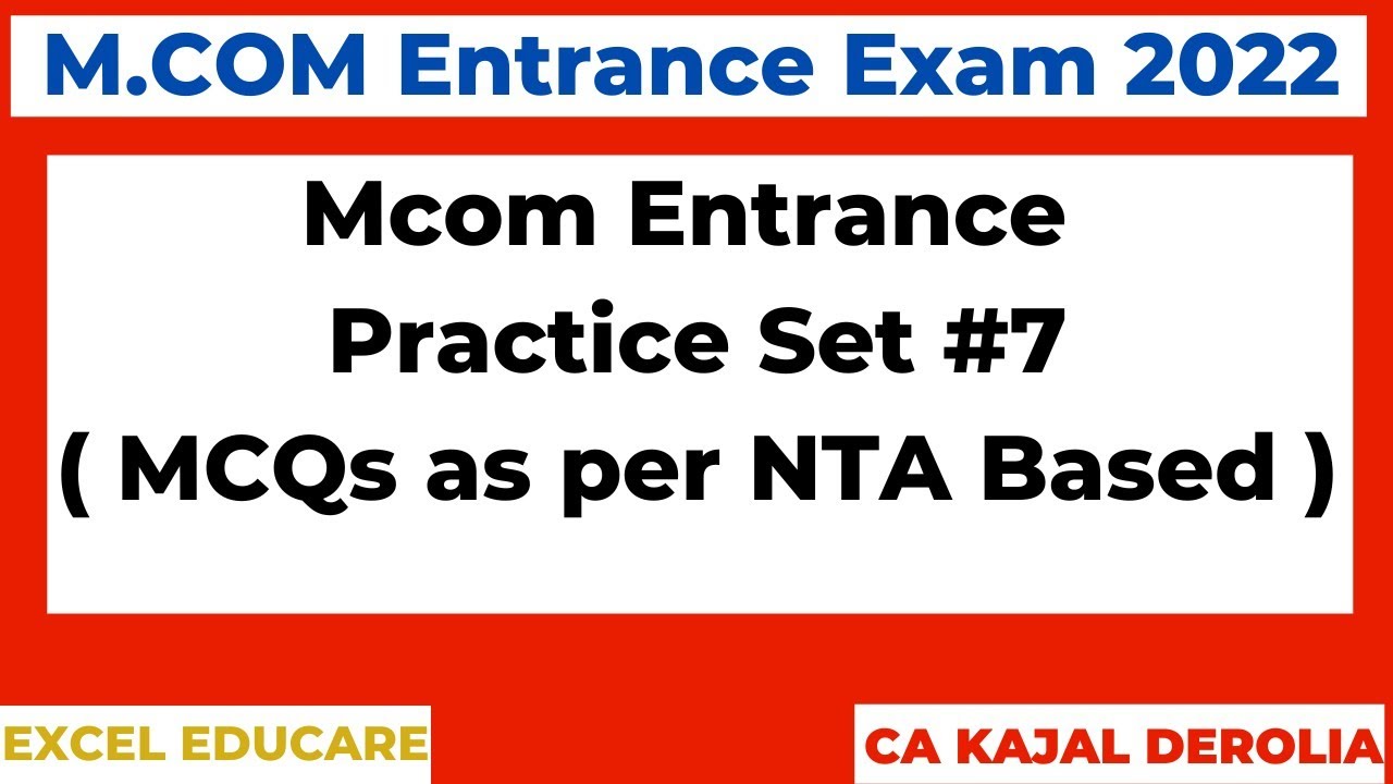 MCOM Entrance Practice Set#7 | MCQs as per NTA | Mcom Entrance Exam 2022 | Commerce |