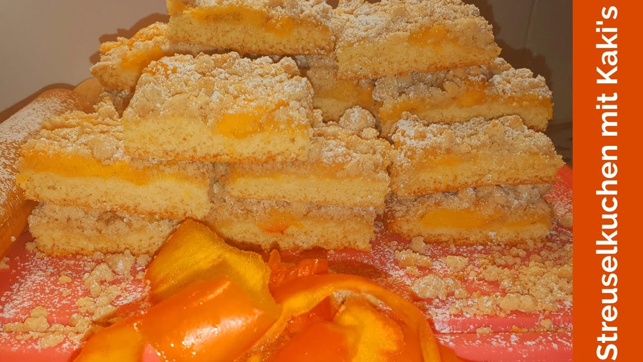 🇩🇪🍊🍰Kaki Kuchen mit Hefeteig und  Streuseln /  posni kolač #vegan #recipe #food 