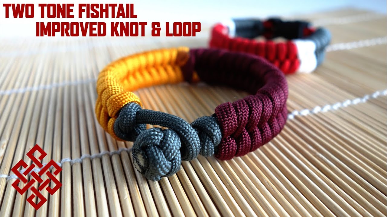 Make a Two Color Fishtail (No Buckles) Paracord Bracelet Tutorial (Improved Knot and Loop Method)