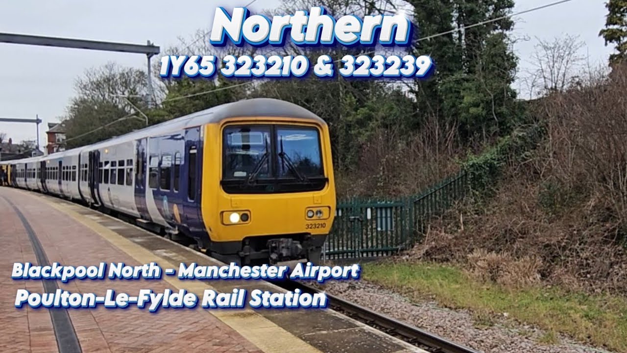Northern 323210 & 323239 Run 1Y65 Blackpool North To Manchester Airport At Poulton-Le-Fylde Station