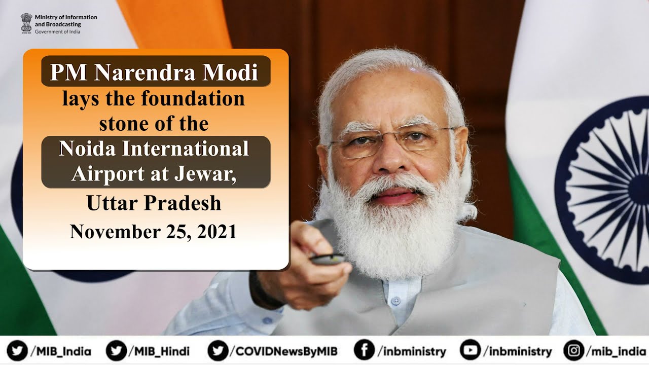 PM Narendra Modi lays foundation stone for Asia's largest airport , NOIDA International Airport