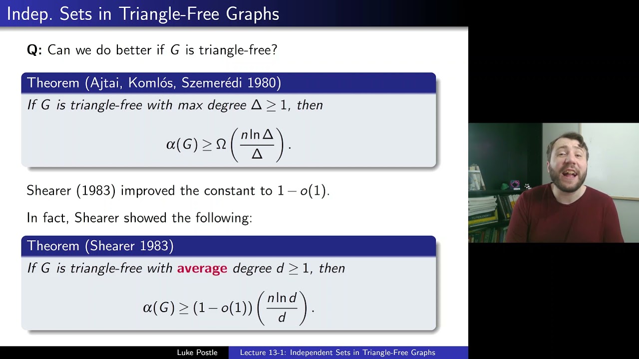 Probabilistic Methods 13-1: Large Independent Sets in Triangle Free Graphs
