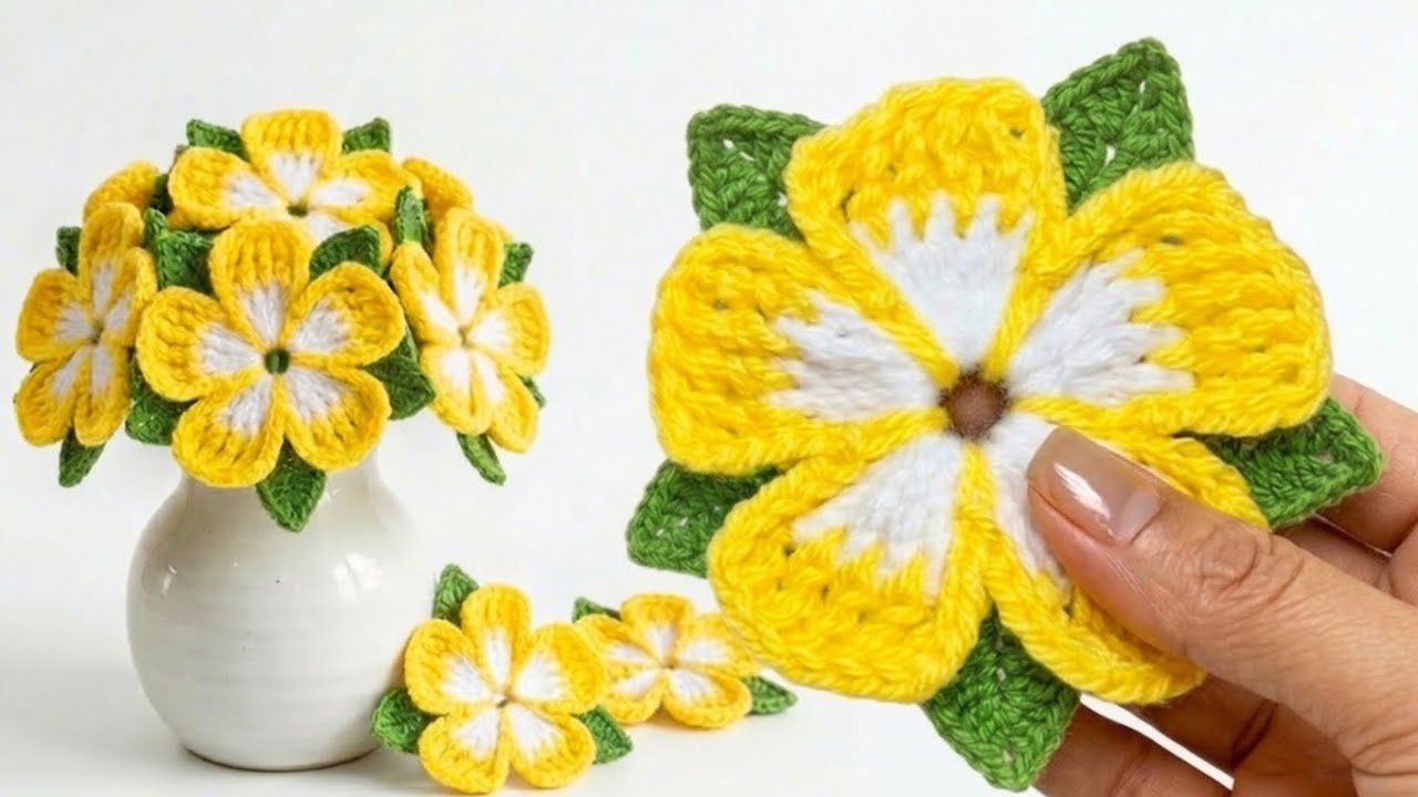 Você vai amar essa Flor de Crochê 🌼 💛 Muito Fácil e Rápida de Fazer!   #croche#crochet#crochetflower