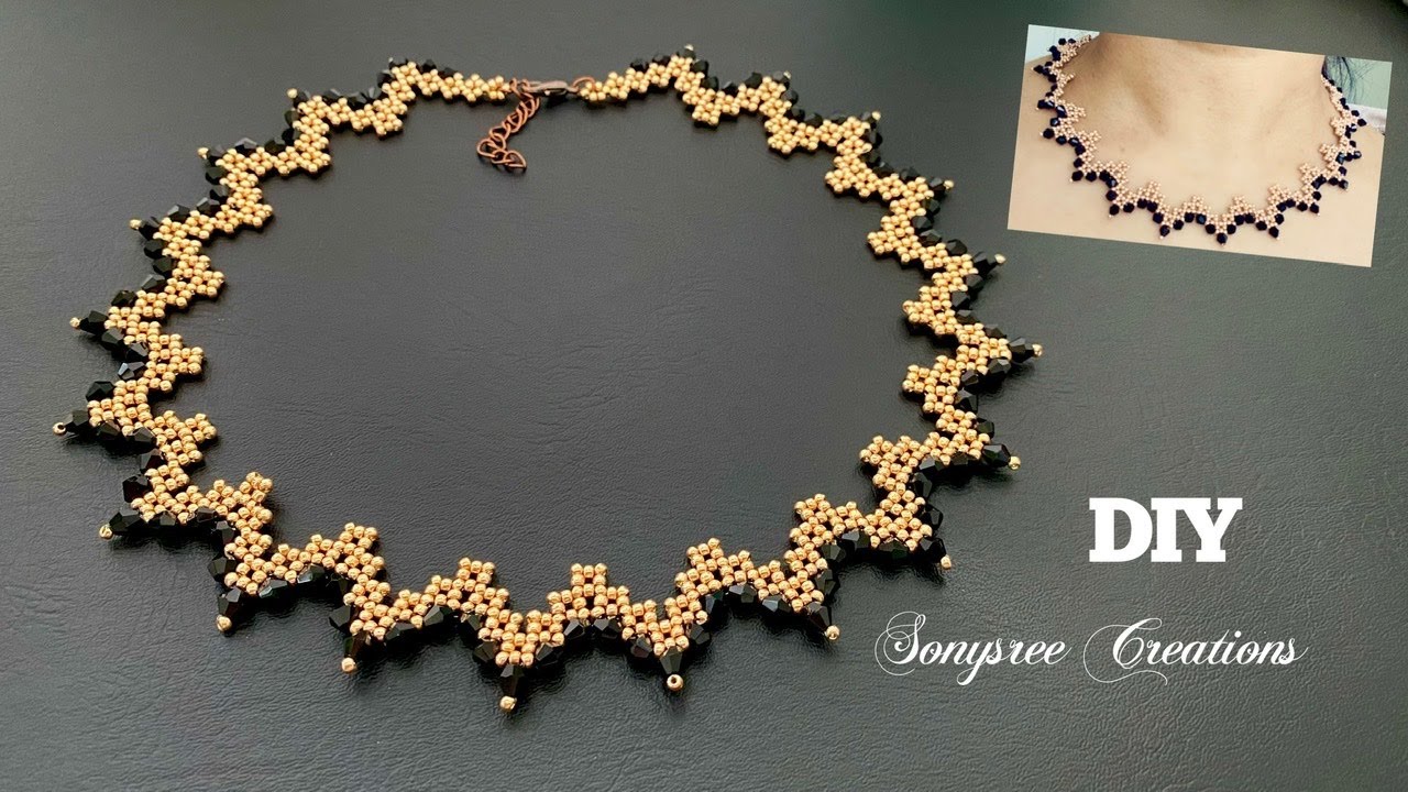 Zigzag Necklace || DIY Beaded Necklace #sonysreecreations