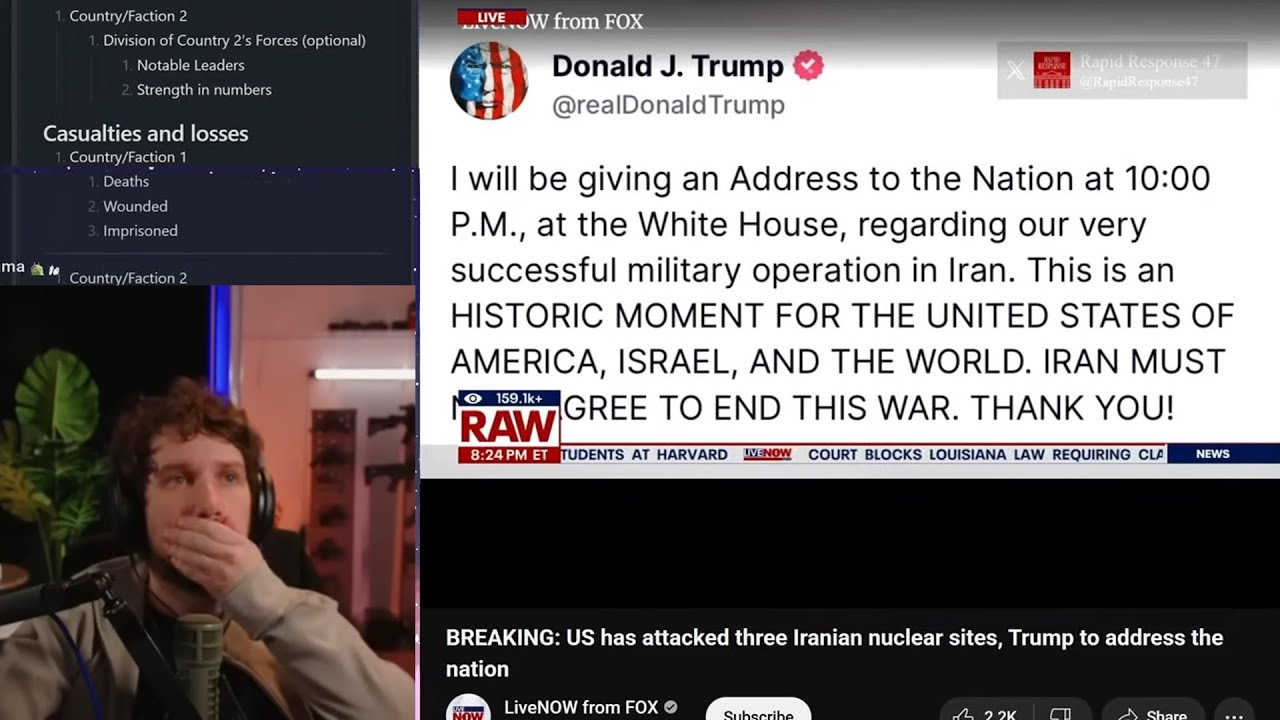 Destiny Reaction to U.S. Launching Strikes on Iran’s Nuclear Sites