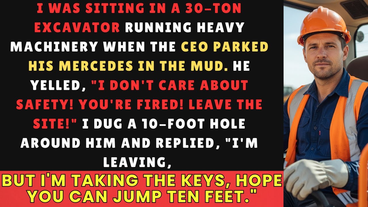 CEO Fired Me In A 30-Ton Excavator—I Dug A 10-Foot Hole Around His Mercedes Took Keys He Was Trapped