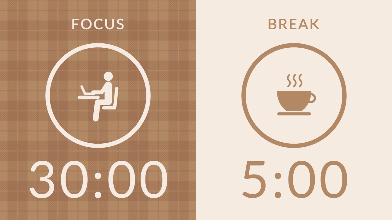 30/5 Pomodoro Timer with Brown Noise 🎧 3-Hour Study with Me for Deep Focus & ADHD ✨