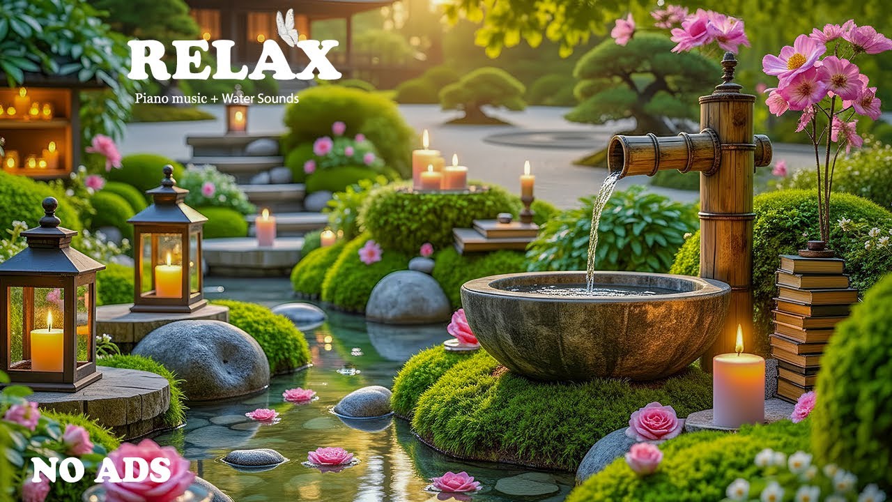 Soothing Healing Piano with Gentle Water 🌿 Relax Stress, Ease Anxiety, Sleep Deeply