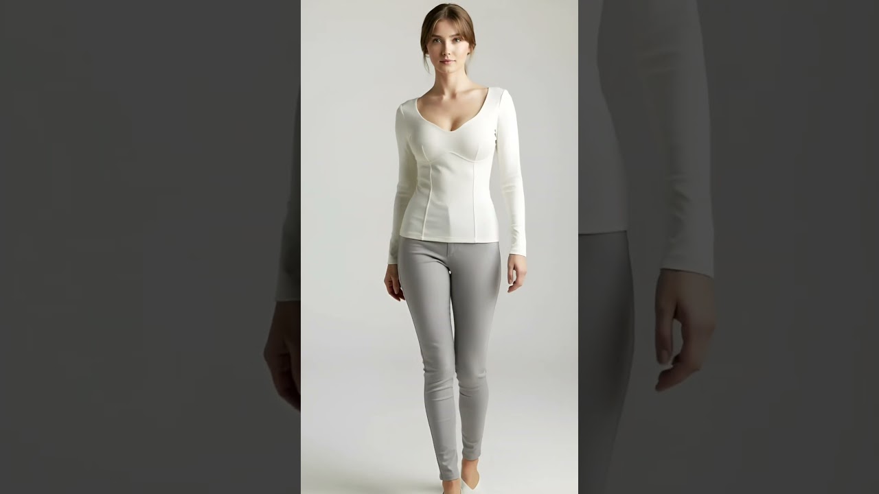Lady Style💖 Pearl White Minimal Walk  Structured Silhouette Look