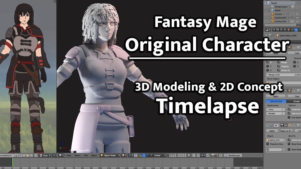 Fantasy Mage Female Character - 3D Modeling & Painting Concept Timelapse in Blender
