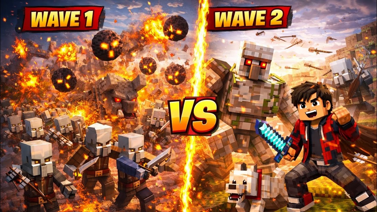 Only Vindicators Wave 2 😱 Can Iron Golem Save Me? | Minecraft Hindi