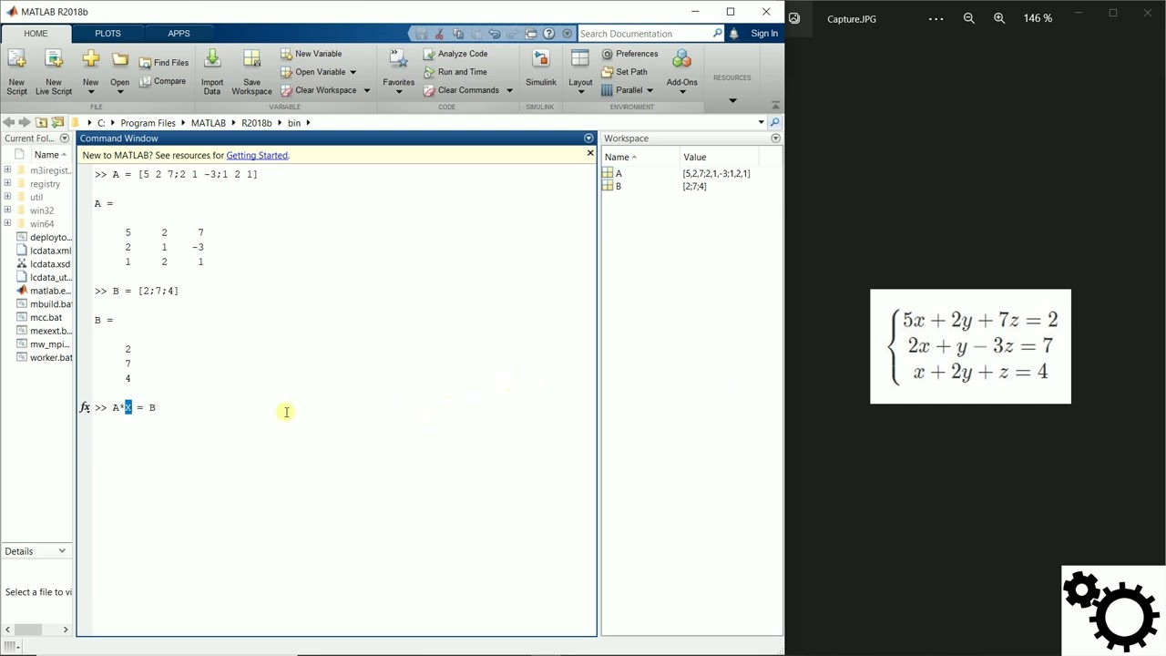 Matlab - Matrices : résolution d'un système d'équations linéaires