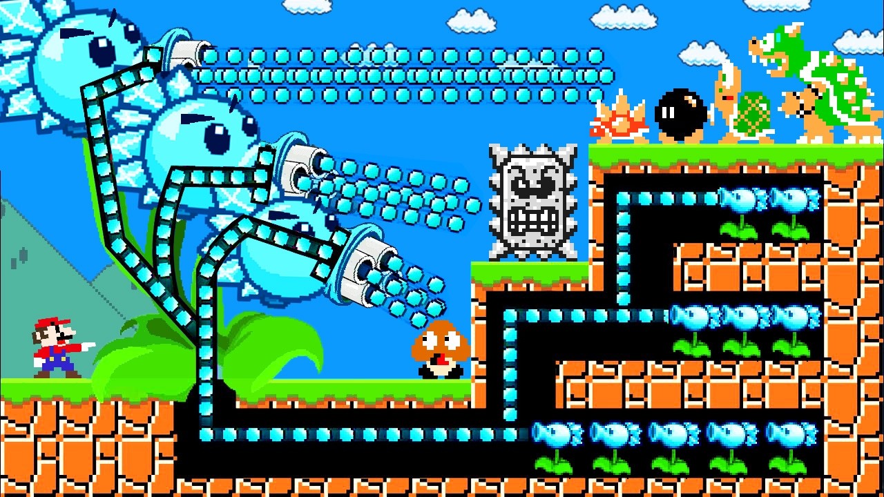 Super Mario Bros. When Mario Helped By STRONGEST Fusion Plant (Plants VS Zombies)