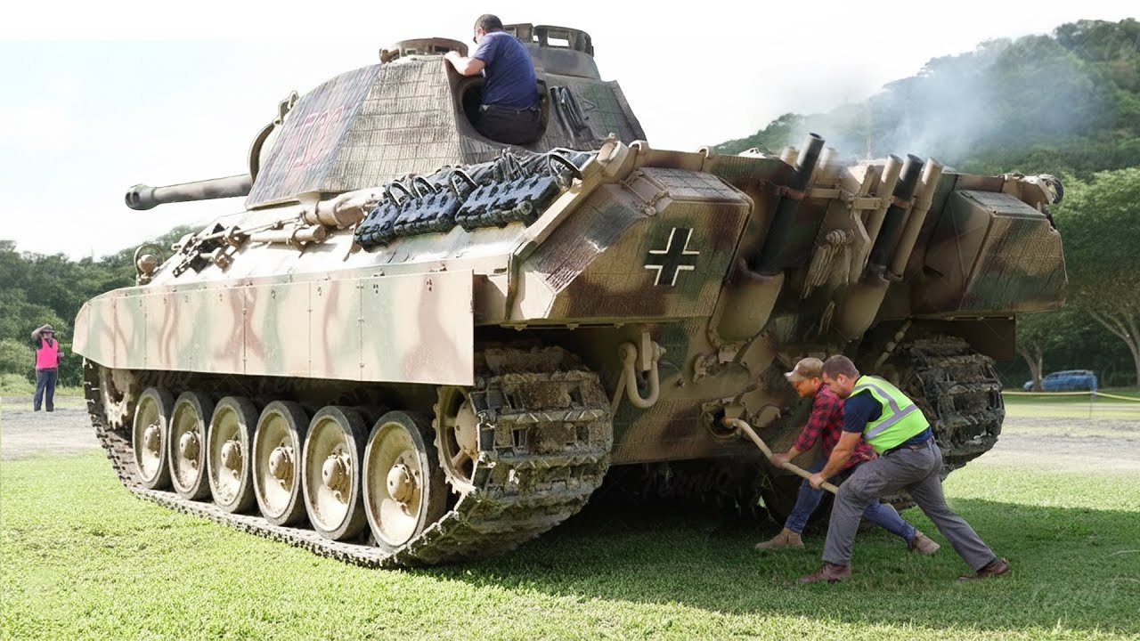 Hand Starting Massive WW2 Tank With Crazy Engine Sound 🔊