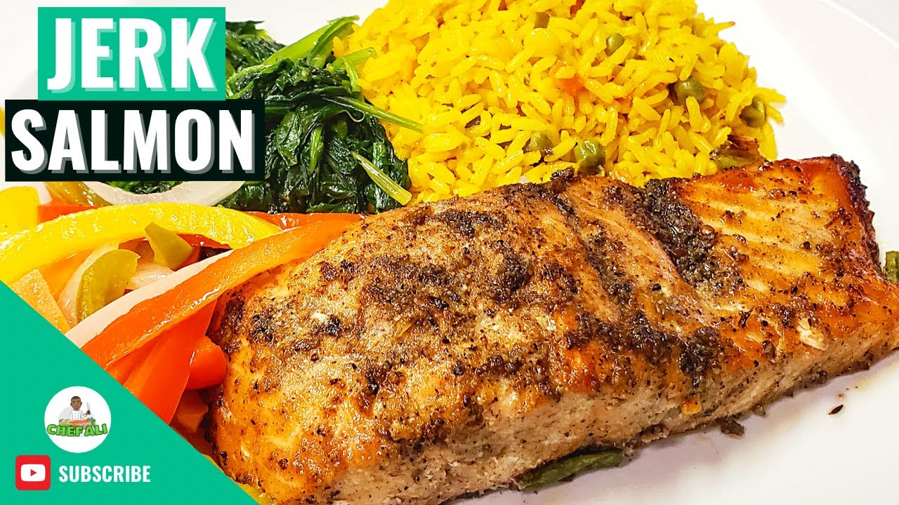Jerk Salmon | How to make Jerk Salmon | Jamaican Jerk Salmon | Baked Jerk Salmon | Escovitch Veggies