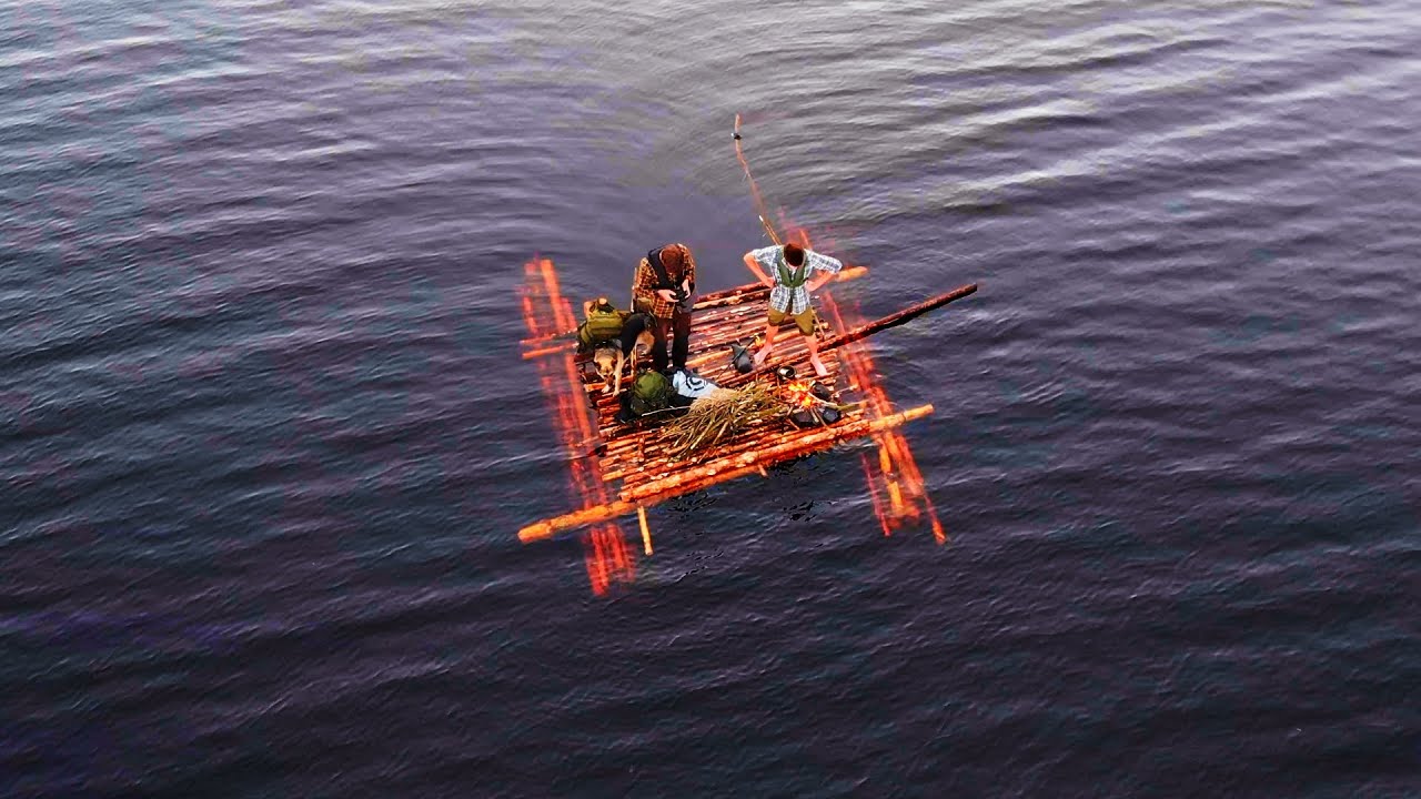 We build a RAFT to Fish & SURVIVE the Night on a Lake!