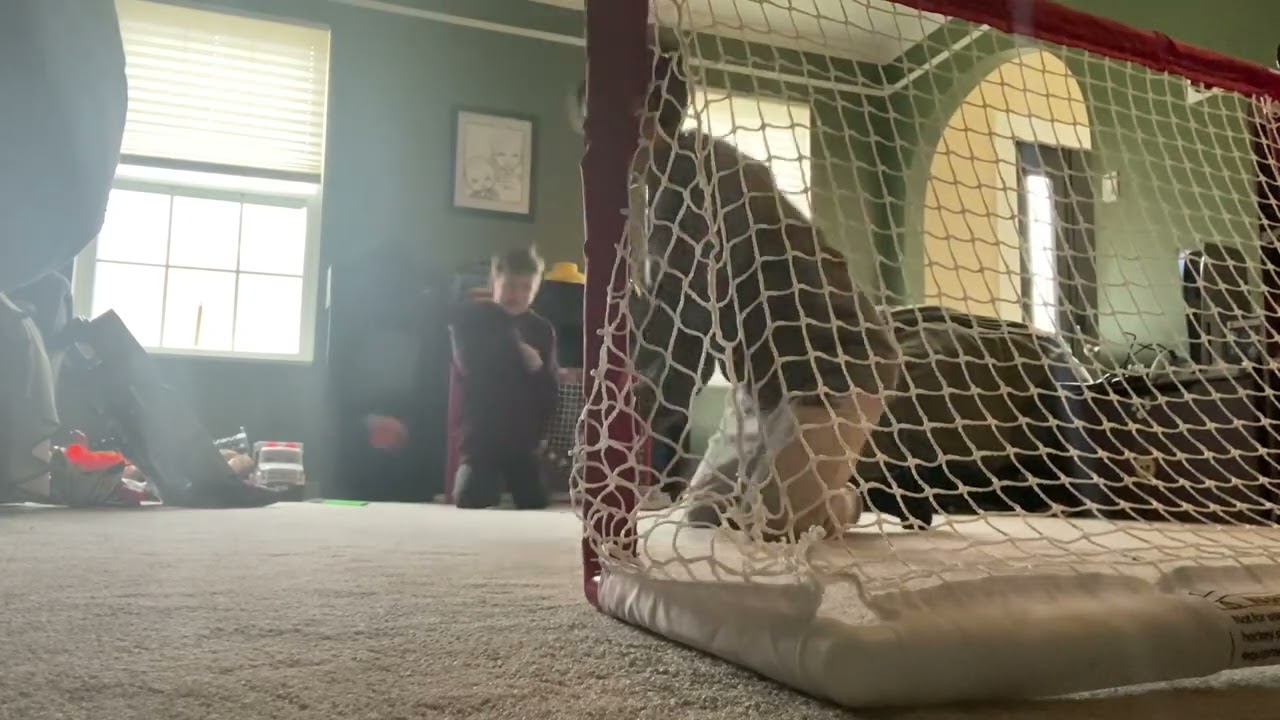 Knee hockey with my brother (game 1)