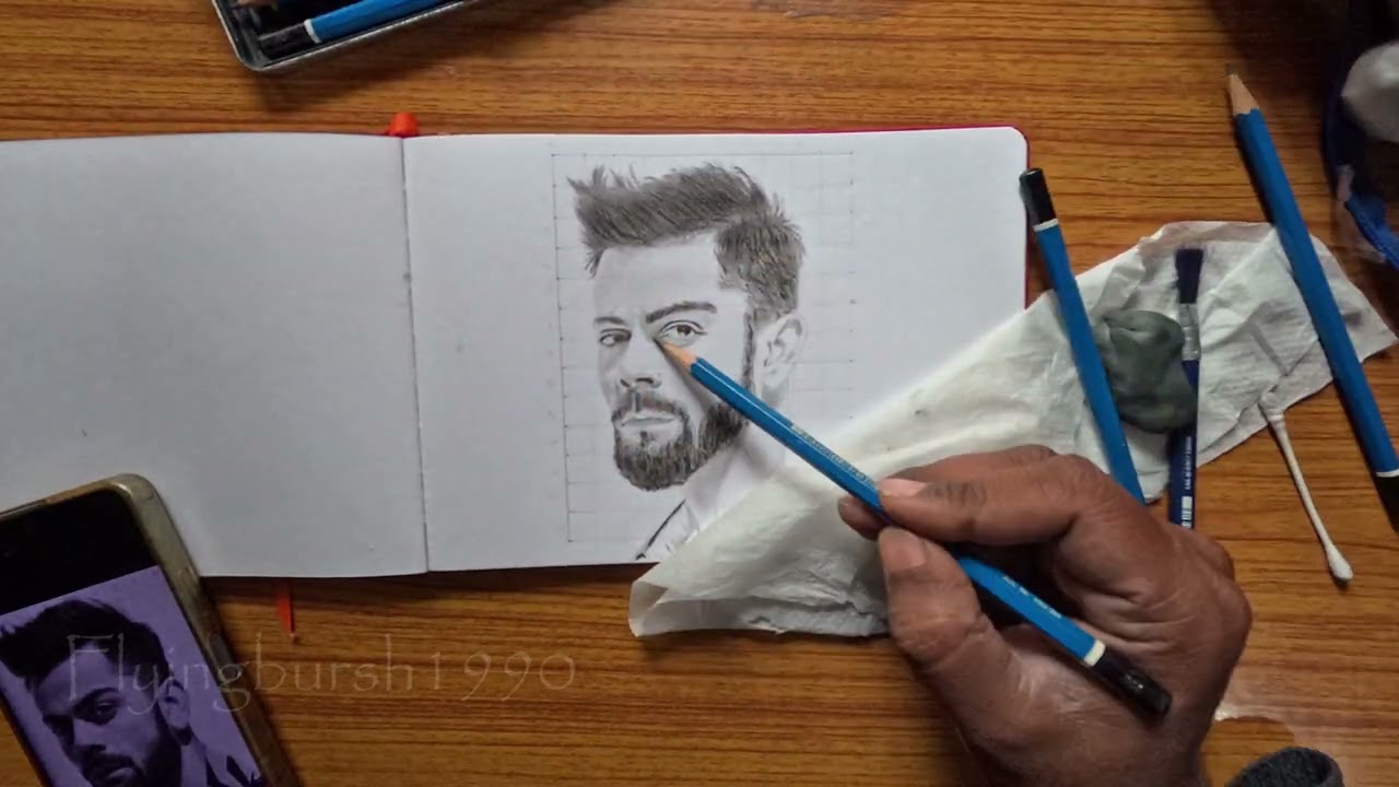 Drawing Virat Kohli Timelapse #artpractice #art