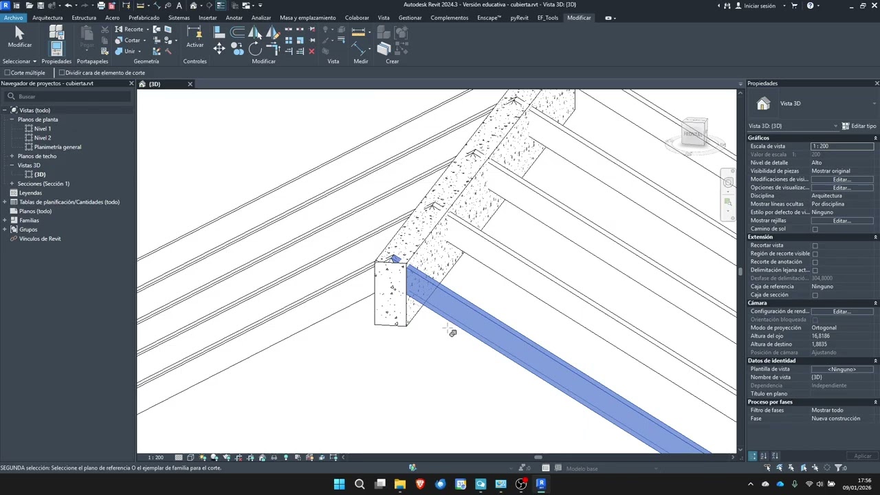 Revit: cortar viguetas con una viga