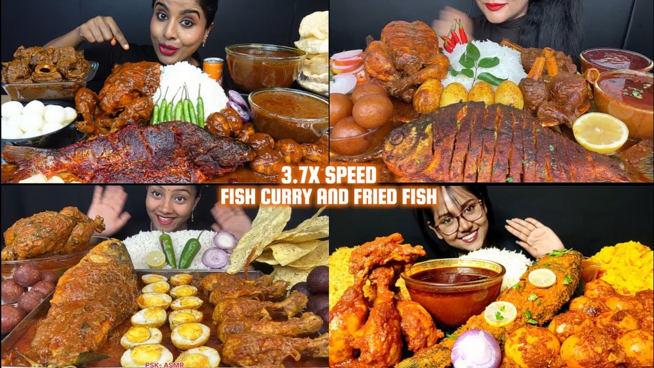 ASMR: Eating Spicy Fish Curry Eating Challenge 😍😋 Chicken curry egg curry with Rice Mukbang🔥