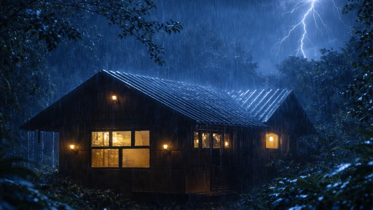 🔴 LIVE 24/7 – Heavy Rain on Tin Roof | Night Rain Sounds