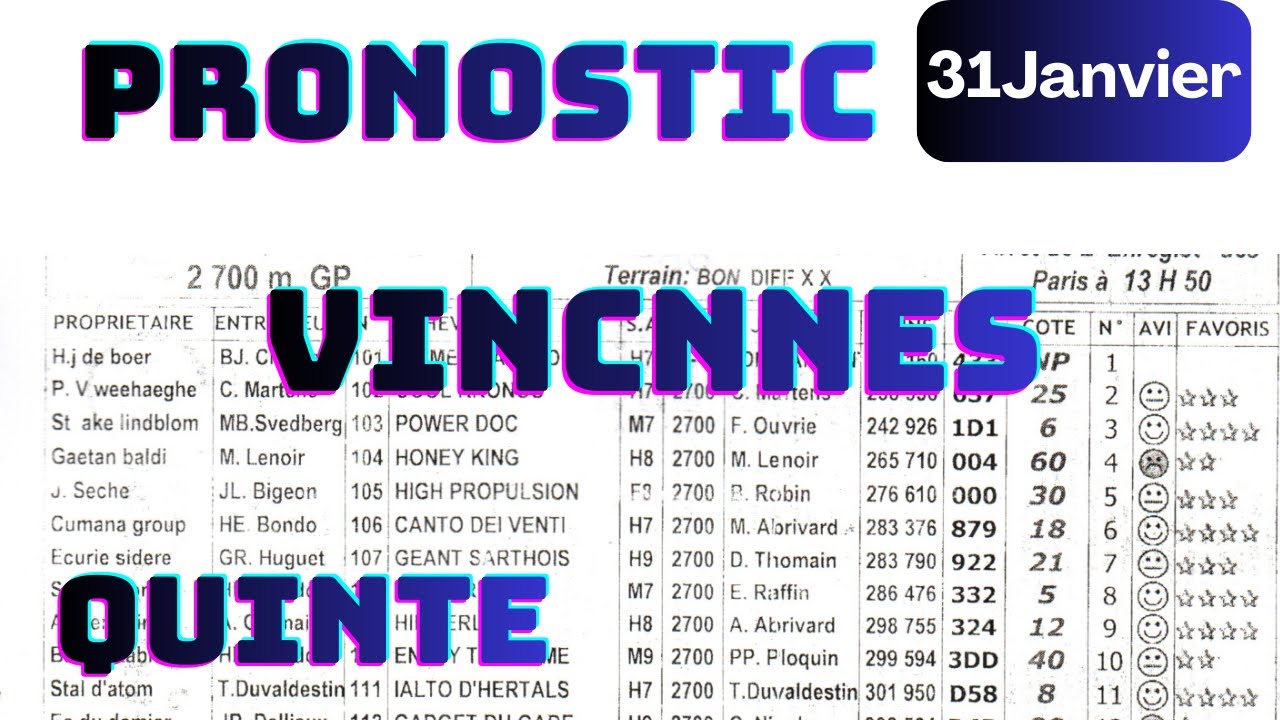 Pronostic Quinté 31 Janvier 2026– Analyse Gagnan DEAUVILLE