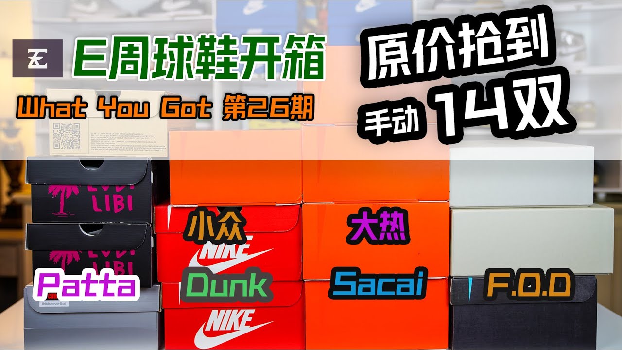 小众大热一起开，纯手动原价抢到14双球鞋，又收齐一个系列【E周球鞋开箱】What You Got 第26期 ｜ 这个系列竟然连续做了半年了！｜ Sacai Undercover Fear of God