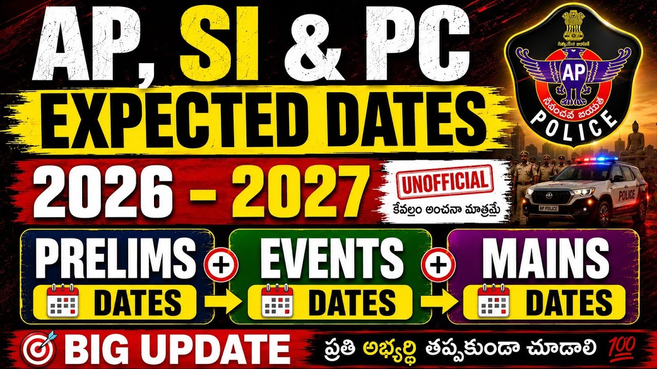 🚨AP SI & PC EXPECTED Dates [Unofficial] 2026-27 || PRELIMS ✓Events✓MAINS✓Don't miss 💯