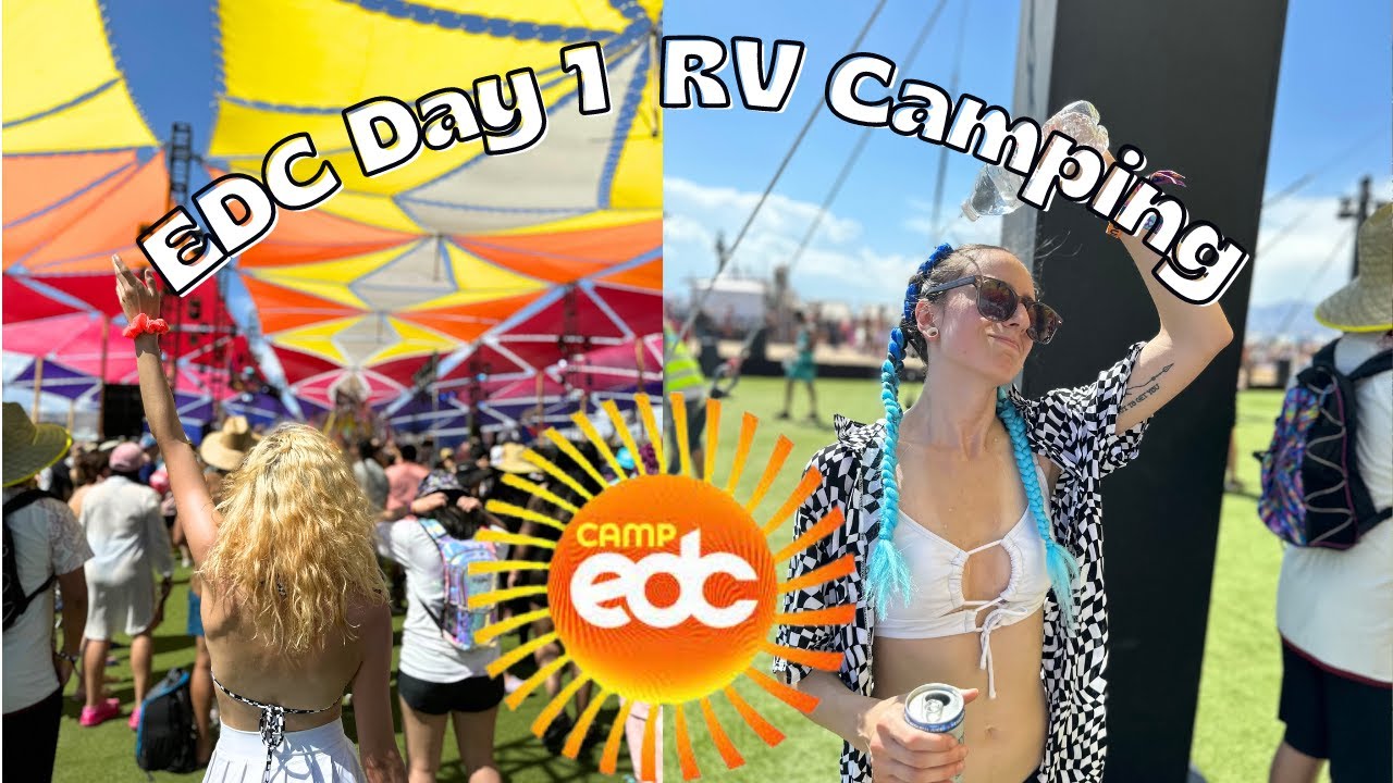 Making FROZEN Drinks At Our CAMPSITE | EDC LV Camping *no hookups* | Day 1 Vlog | Main Stage BTS!!